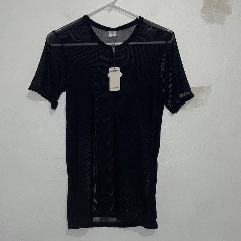 NWT Size M Men’s Brave Person Black Mesh Top